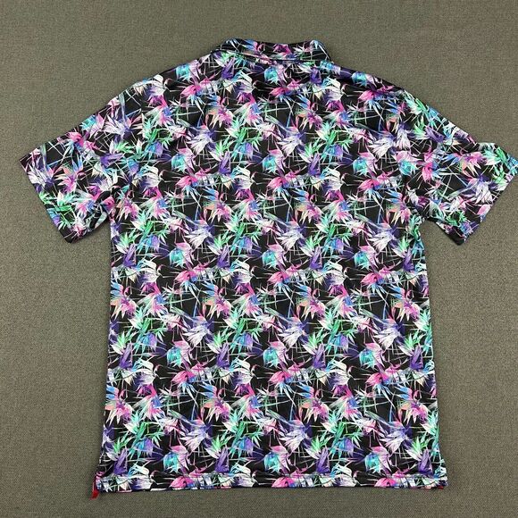 Maelreg Polo Shirt Mens Small Floral Geometric Performance Golf Stretch Colorful - Picture 6 of 8